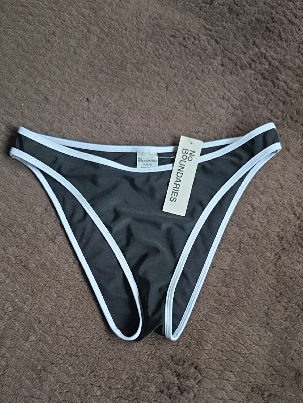 No Boundaries Black Bikini Bottom with White Trim Accent